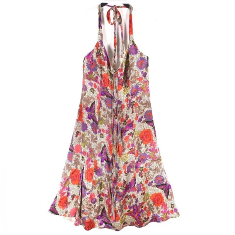 MONSOON 100% SILK Midi Dress KAI MAI POSH‎ FOLK Multi Floral 652281 Size US 8